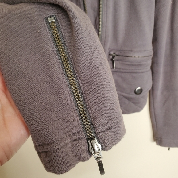 SOFT by Joie XS Quilted Moto Knit‎ Jacket Gray Asymmetrical Zipper Long Sleeve - Picture 4 of 9